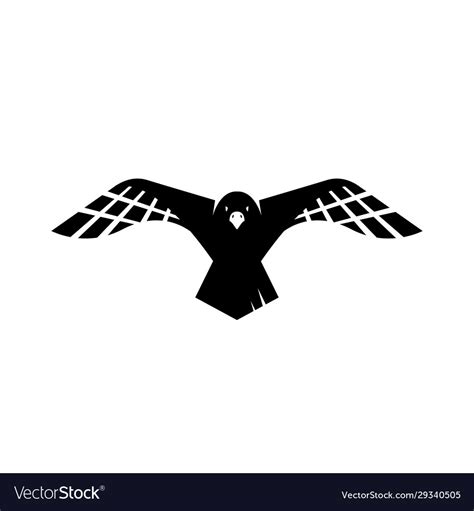 Flying black crow raven logo design sign Vector Image