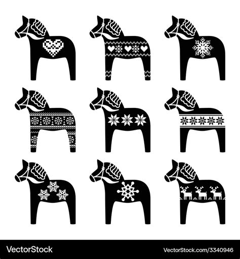 Swedish dala dalecarlian horse winter pattern Vector Image