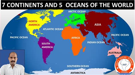 Continents and Oceans of the world -7 Continents and 5 Oceans - with size as per area ascending ...