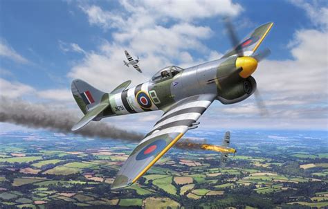 Wallpaper UK, RAF, Hawker Tempest Mk.V, Combat aircraft, Band of invading images for desktop ...