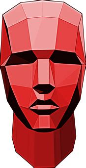 Download Red Geometric Face Illustration | Wallpapers.com