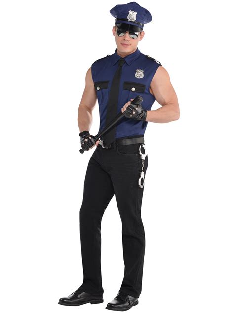 Adult Mens Police Officer Costume Policeman New York Cop Fancy Dress Uniform