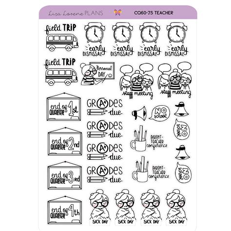 SANDY TEACHER SAMPLER Stickers Neutral Doodle Character Perfect for All Planners CQ60-75 - Etsy ...