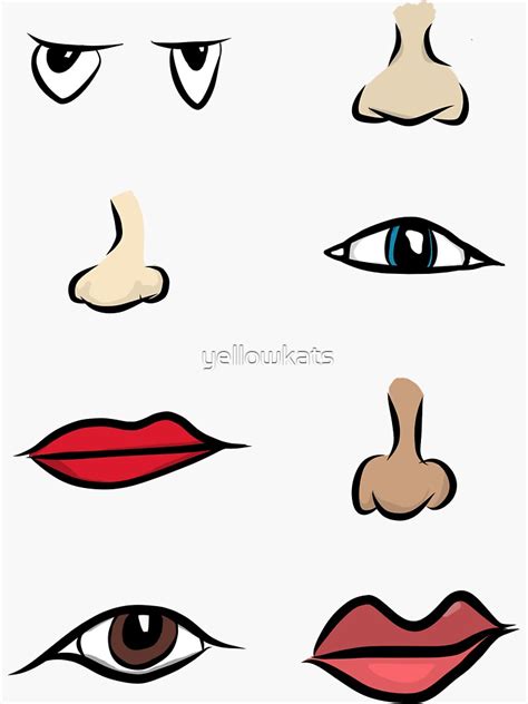 "Eyes, Lips & Nose Set" Sticker for Sale by yellowkats | Redbubble