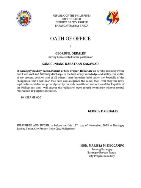 Oath of Office | PDF | Oath Of Office | Oath