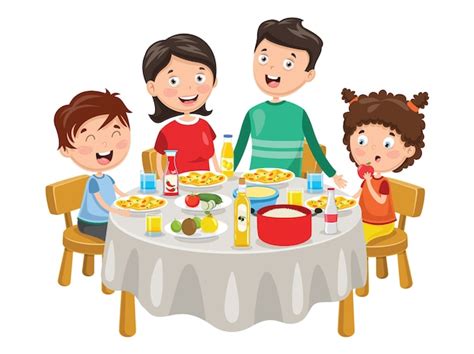 Premium Vector | Vector Illustration Of Family Having Dinner