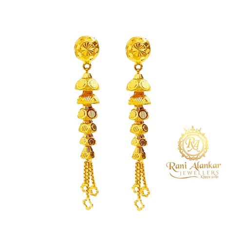 Dangler Gold 22kt Sui Dhaga Earring – Welcome to Rani Alankar