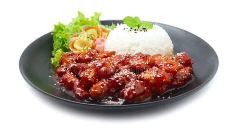 Dakgangjeong Fried Chicken with Spicy and Sweet Sauce Stock Photo - Image of meal, golden: 184228322