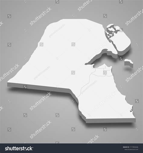 3d Map Kuwait Borders Regions Stock Vector (Royalty Free) 1717850446 ...