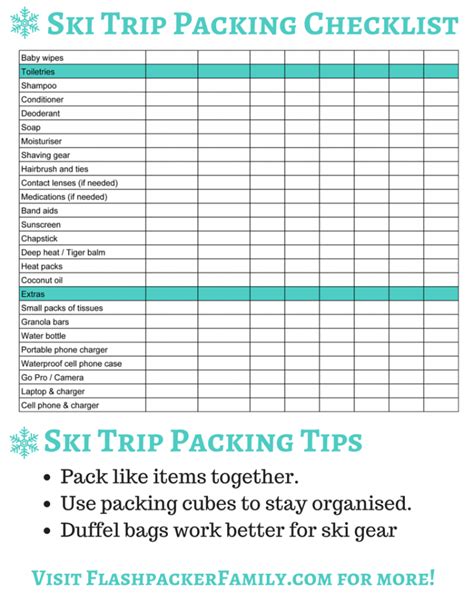 The Complete Ski Trip Packing List + Printable Download – Flashpacker ...