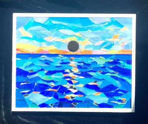 Ocean Sunset Mosaic Beach Mosaic Wall Art Stained Glass Mosaic Wall ...