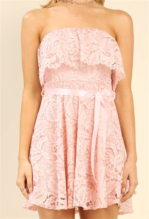 Flounce Lace Overlay Tube Top Dress | Shop Old Dresses at Papaya Clothing