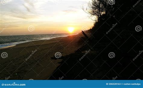 Sunset with Hambantota Beach Stock Image - Image of afterglow, sunlight ...