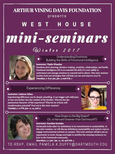 Arthur Vining Davis Foundation mini-seminars – West House