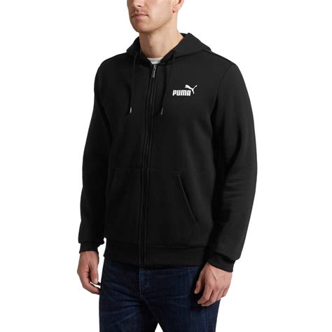 Men's Essentials Full Zip Fleece Hoodie | Black - PUMA