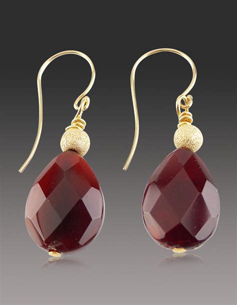 Burmese Ruby Teardrop Earrings 14K - Bess Heitner Jewelry Designs