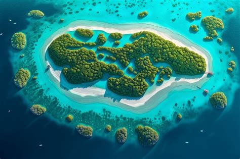 Premium AI Image | An aerial view of a tropical island with green trees.