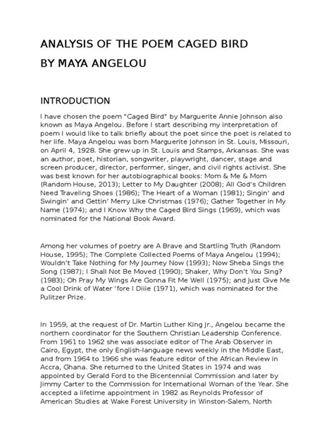 Analysis of the Poem Caged Bird | Maya Angelou | Racism