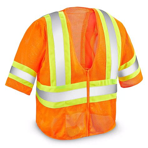 Class 3 Deluxe Hi-Vis Safety Vest - Orange, L/XL S-15570O-L - Uline