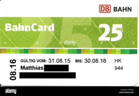 BahnCard 25 (Vorderseite) 2015 Stock Photo - Alamy