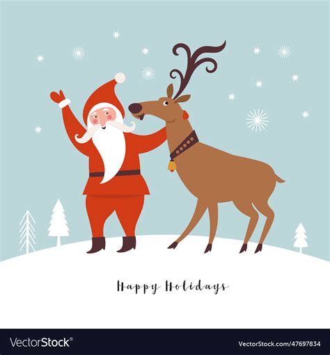 Santa claus and christmas deer Royalty Free Vector Image