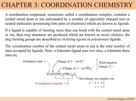 Chapter 3 Coordination chemistry