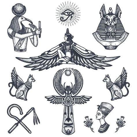 Ancient Egyptian Tattoo Set Egyptian Mythology Temporary Tattoos ...