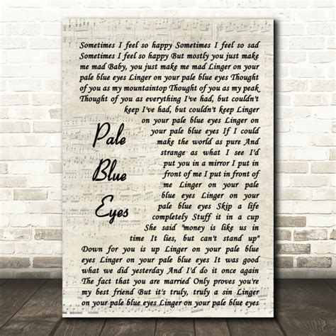 The Velvet Underground Pale Blue Eyes Vintage Script Song Lyric Art ...