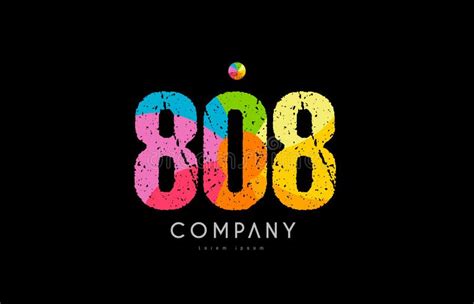 808 Number Grunge Color Rainbow Numeral Digit Logo Stock Vector - Illustration of rainbow ...