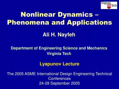 PPT - Nonlinear Dynamics – Phenomena and Applications PowerPoint ...