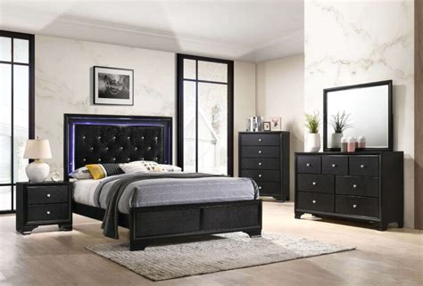 Micah Black LED Bedroom Furniture Sets | Urban Furniture Outlet