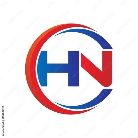 hn logo vector modern initial swoosh circle blue and red Stock Vector ...