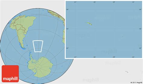 Physical Location Map of South Georgia and the South Sandwich Islands, savanna style outside