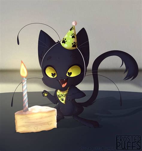 Plagg with his camembert cheese for his birthday from Miraculous Ladybug and Cat Noi ...