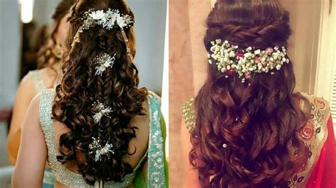 Open hairstyle with flower || Gajra hairstyle ideas|| Indian party ...