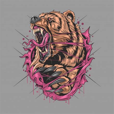 Premium Vector | Bear grizzly angry v artwork | Bear tattoos, Bear tattoo designs, Grizzly bear ...