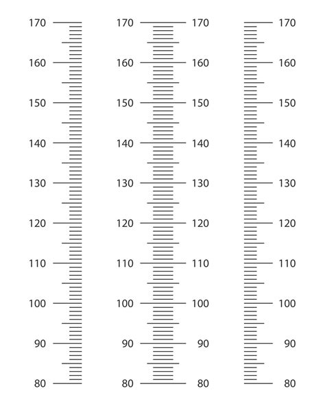 Stadiometer scale set from 80 to 170 cm. Kids height chart template for ...