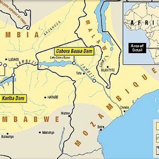 Map showing the location of Cahora Bassa Dam in Tete province ...