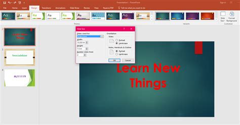 Learn New Things: PowerPoint : How to Change Slide Size Portrait, Landscape (Slide Page Setup)