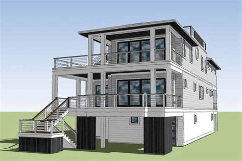 Plan 15220NC: Coastal Contemporary House Plan with Rooftop Deck | Beach house plans, Coastal ...