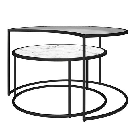 Moon Phases Nesting Coffee Tables White Marble/Glass - Mr. Kate