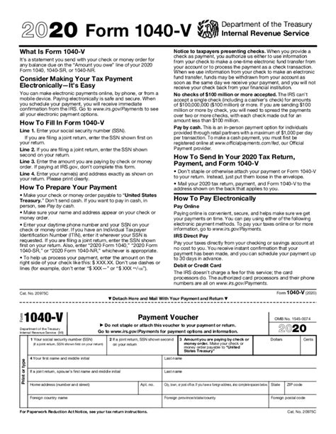 2020 form 1040-v - Fill Online, Printable, Fillable Blank | form-1040v.com