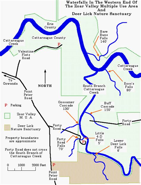 Zoar Valley Waterfalls Map