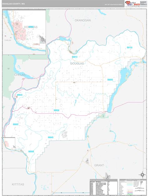 Douglas County, WA Wall Map Premium Style by MarketMAPS - MapSales