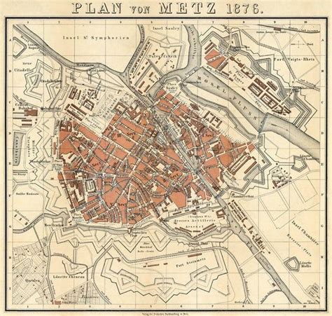 Old map of Metz (France) - Map of Metz, vintage style restored map ...