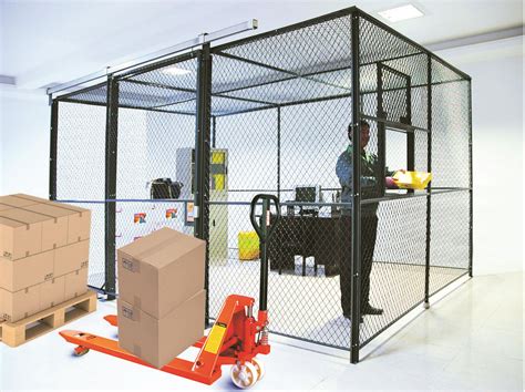 Roofed 3 Sides Wire Mesh Security Partitions Warehouse Cage Systems 20 ...