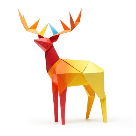 Premium AI Image | Origami Reindeer isolated on white background