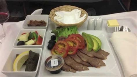 Turkish Airlines Business Class Meal Bangkok Istanbul - YouTube