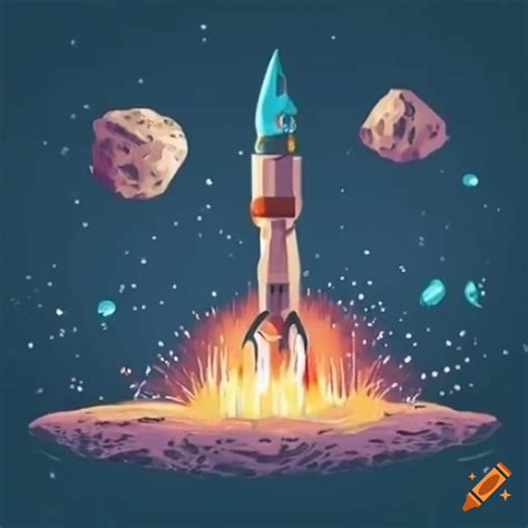 Spaceships drilling resources from an asteroid