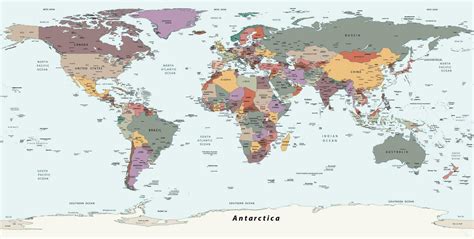 Political simple world map Equirectangular projection 25909930 Vector ...